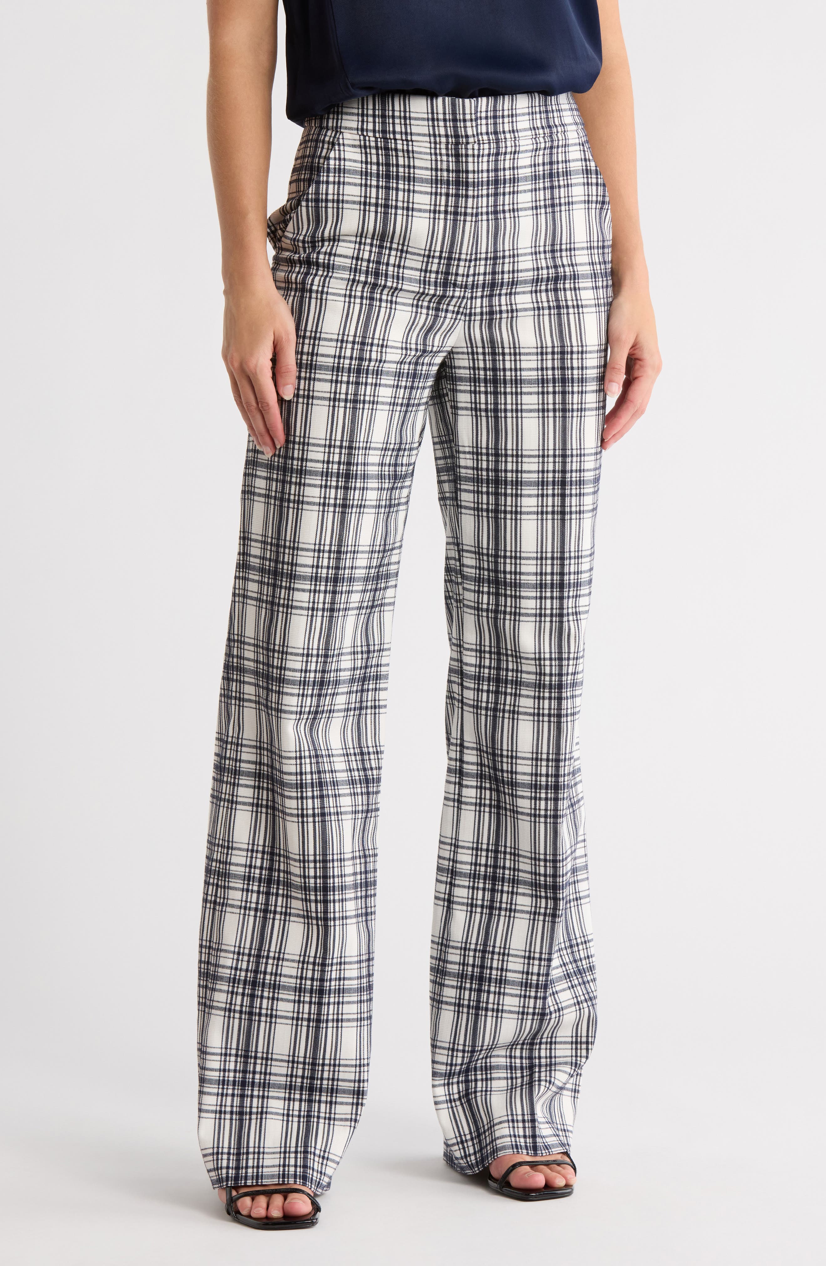 Veronica Beard Tonelli Plaid Straight Leg Pants