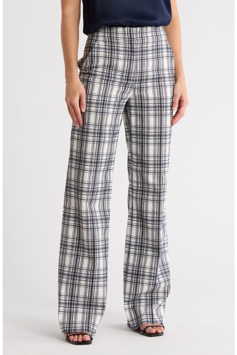 Tonelli Plaid Straight Leg Pants, Main, color, IVORY/ NAVY