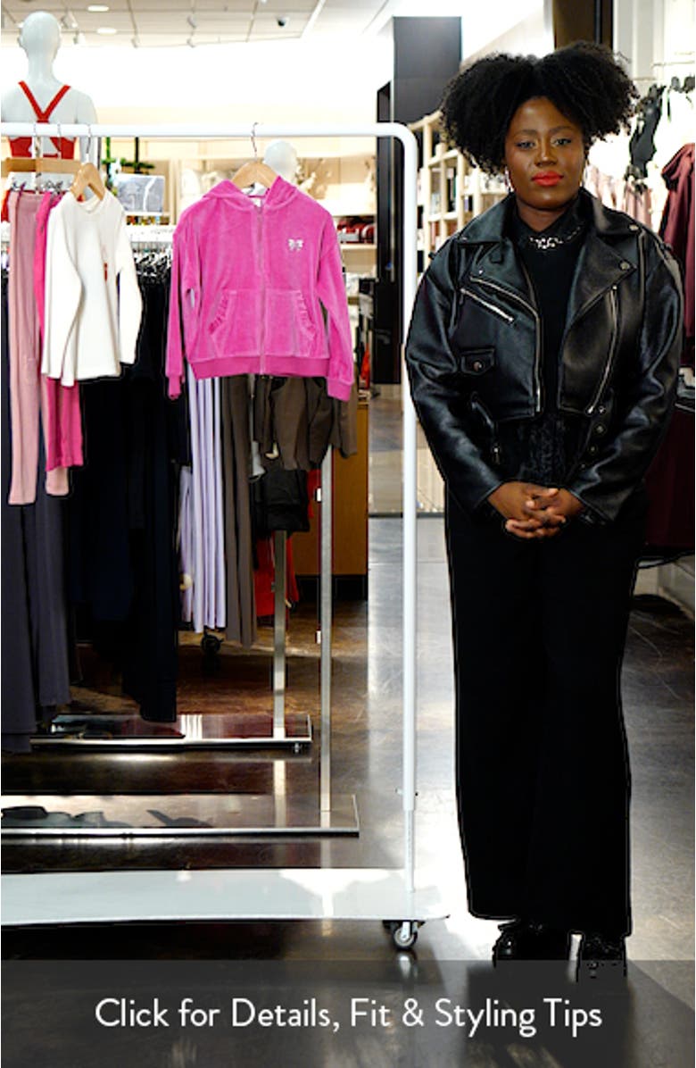 Kids' Bow Embroidered Velour Full Zip Hoodie, sales video thumbnail