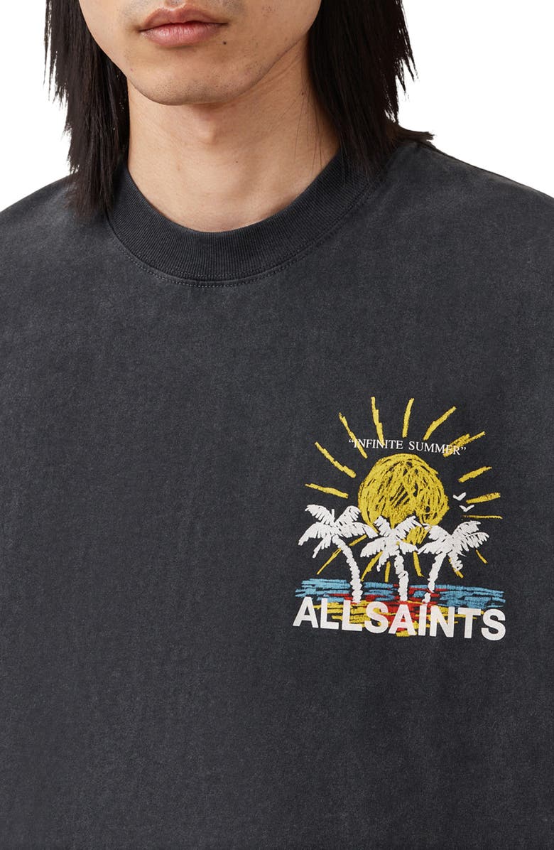 AllSaints Cove Oversize Graphic T-Shirt, Alternate, color, Washed Black