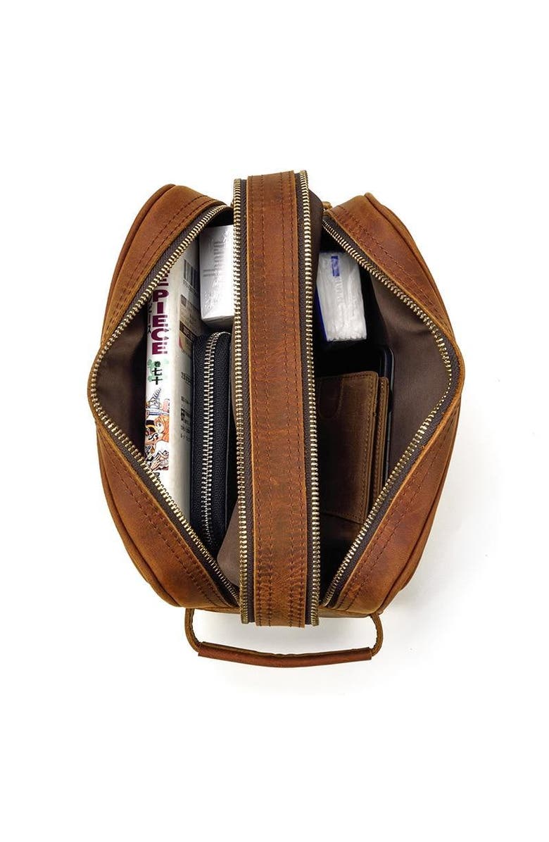 STEEL HORSE LEATHER The Nomad Toiletry Bag | Genuine Leather Travel Toiletry Bag, Alternate, color, Brown
