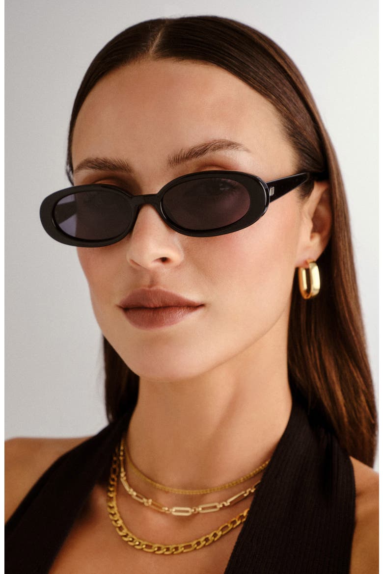 Outta Love 51mm Oval Sunglasses, Alternate, color, BLACK / SMOKE MONO