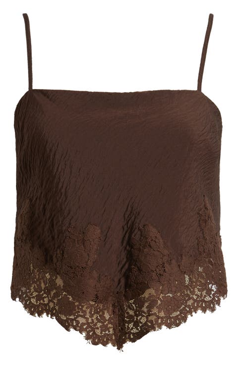 Lace Detail Rumple Satin Camisole