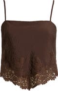 KITTENISH Lace Detail Rumple Satin Camisole