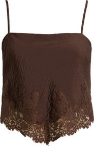 KITTENISH Lace Detail Rumple Satin Camisole