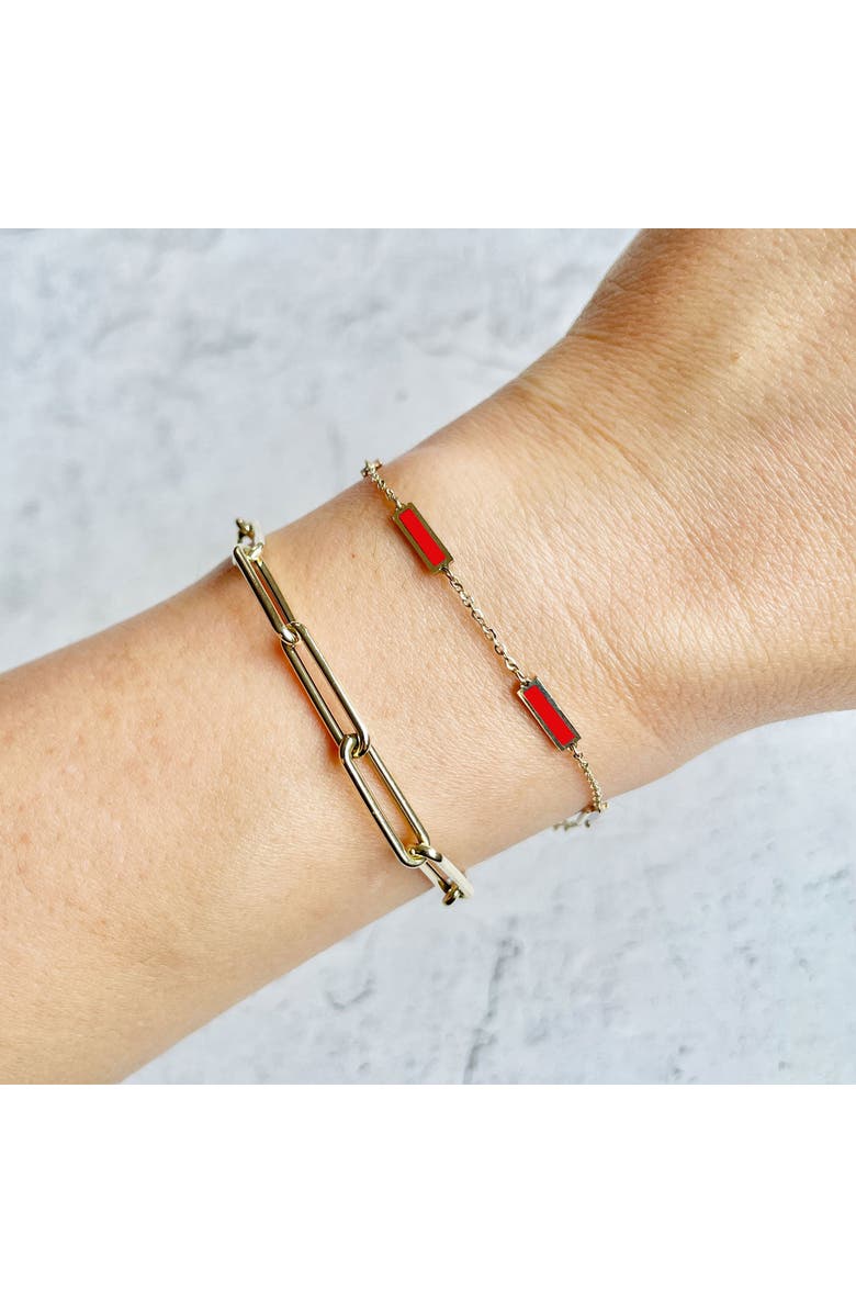 The Lovery Fine Jewelry Coral Bar Chain Bracelet, Alternate, color, Coral