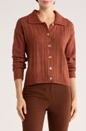 Joseph A Collared Pointelle Cardigan