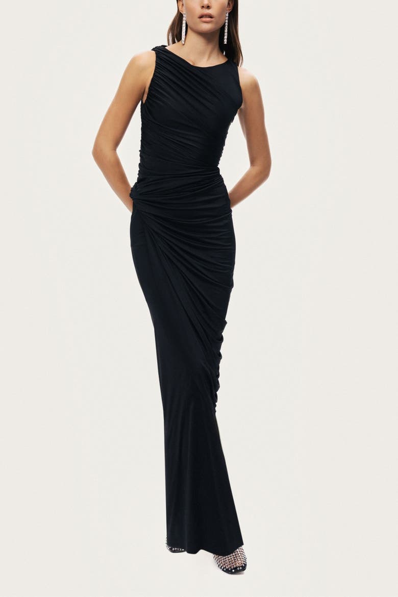 Draped Sleeveless Maxi Dress, Alternate, color, Black