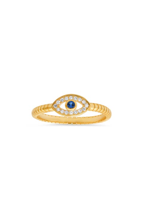 Sterling Silver Evil Eye CZ Ring