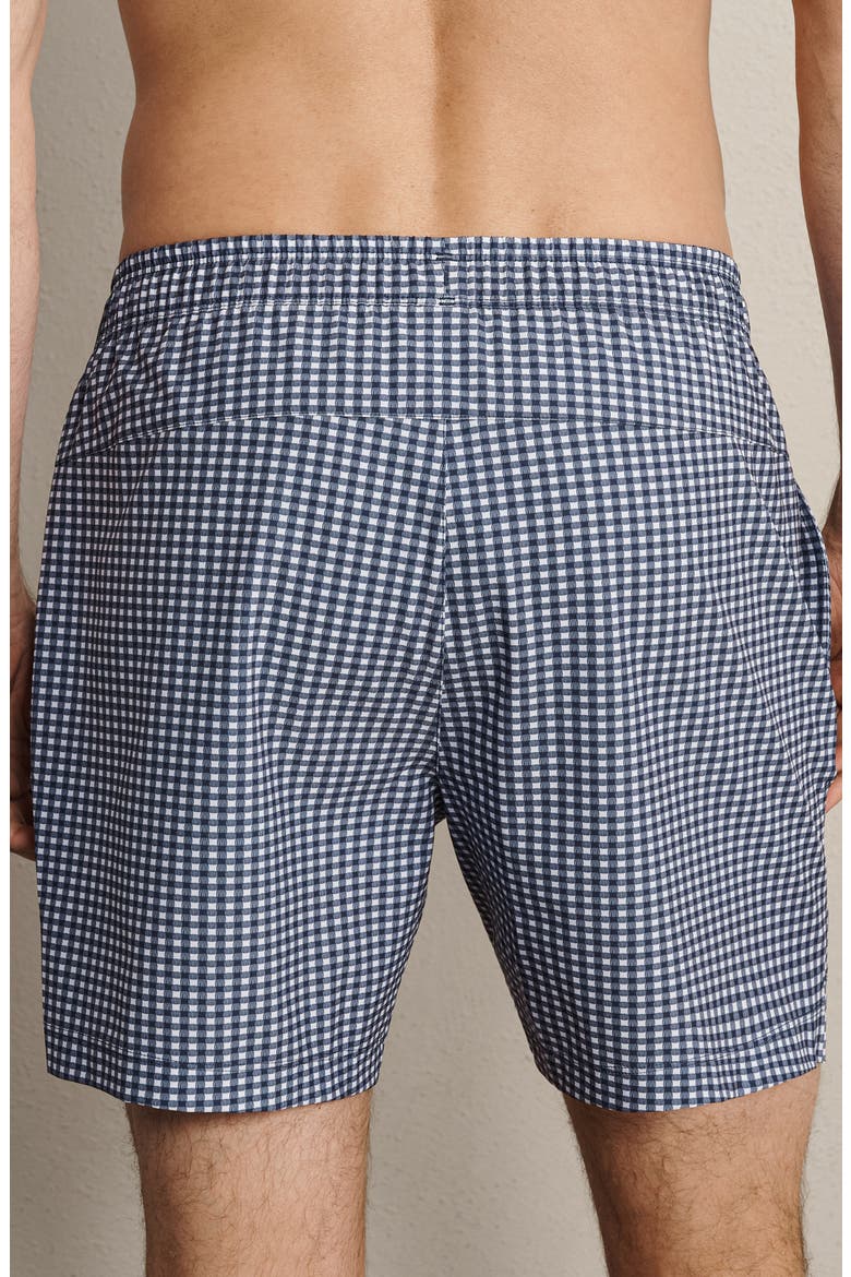 5.5-Inch Water Repellent Swim Trunks, Alternate, color, NAVY GINGHAM