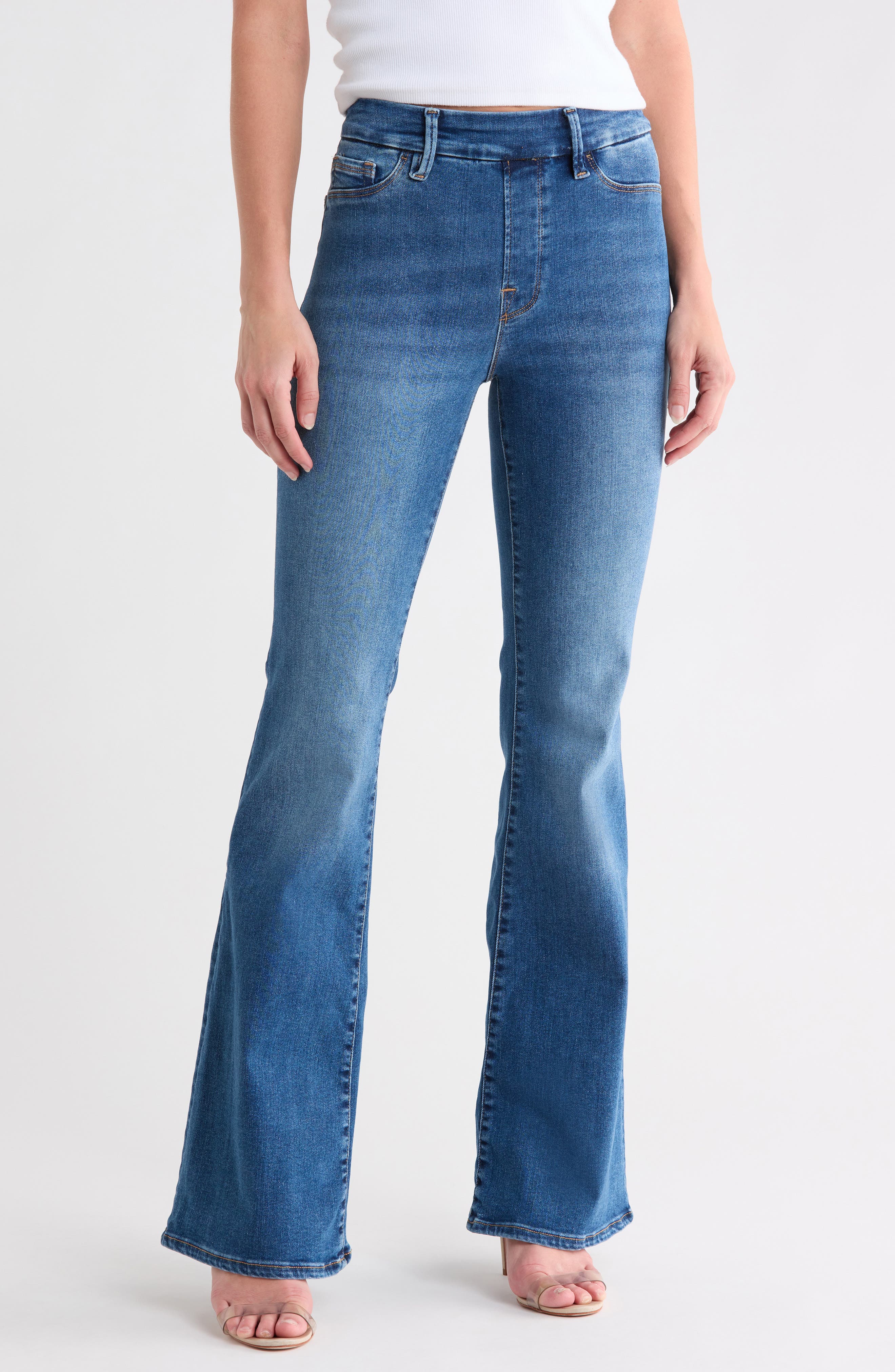 Pull On High Waist Flare Jeans