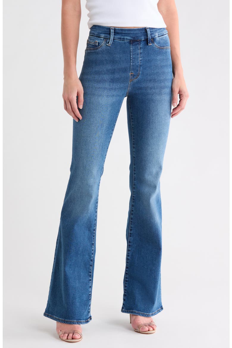 Pull On High Waist Flare Jeans, Main, color, INDIGO490