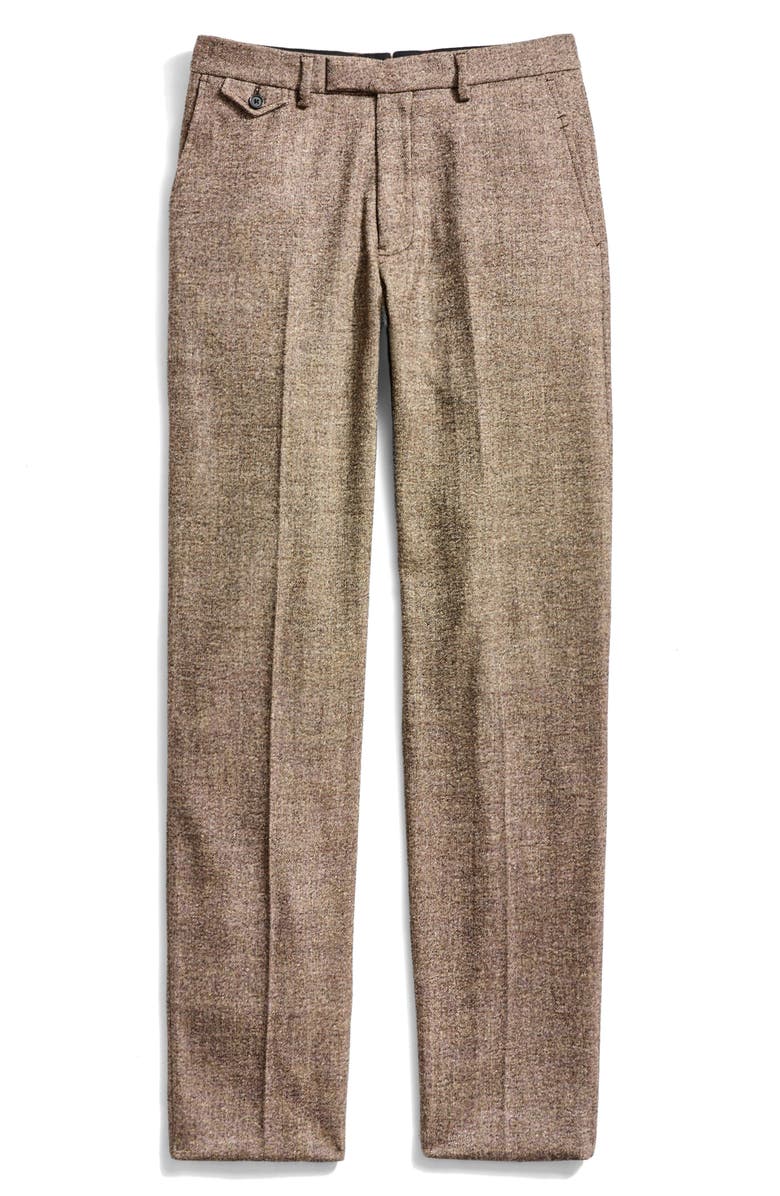 Billy Reid Flat Front Wool Blend Dress Pants, Alternate, color, Brown Multi