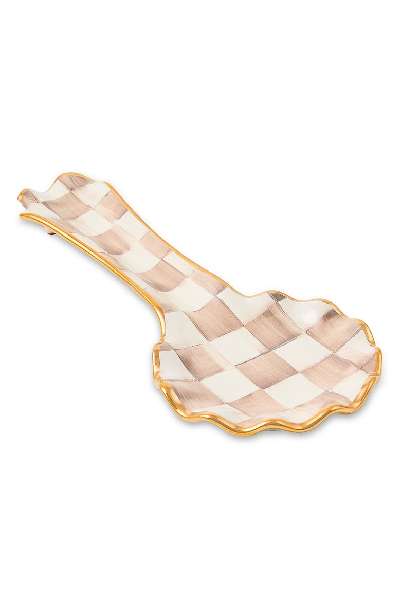 MACKENZIE CHILDS Mocha Check Ceramic Spoon Rest, Main, color, Mocha