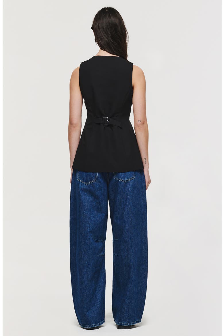 Leo Collarless Vest, Alternate, color, BLACK