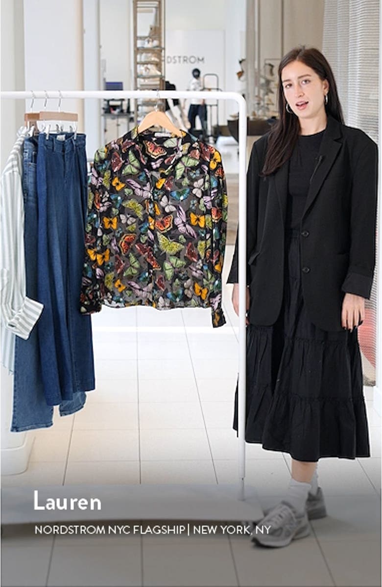 Eloise Butterfly Print Button-Up Shirt, sales video thumbnail