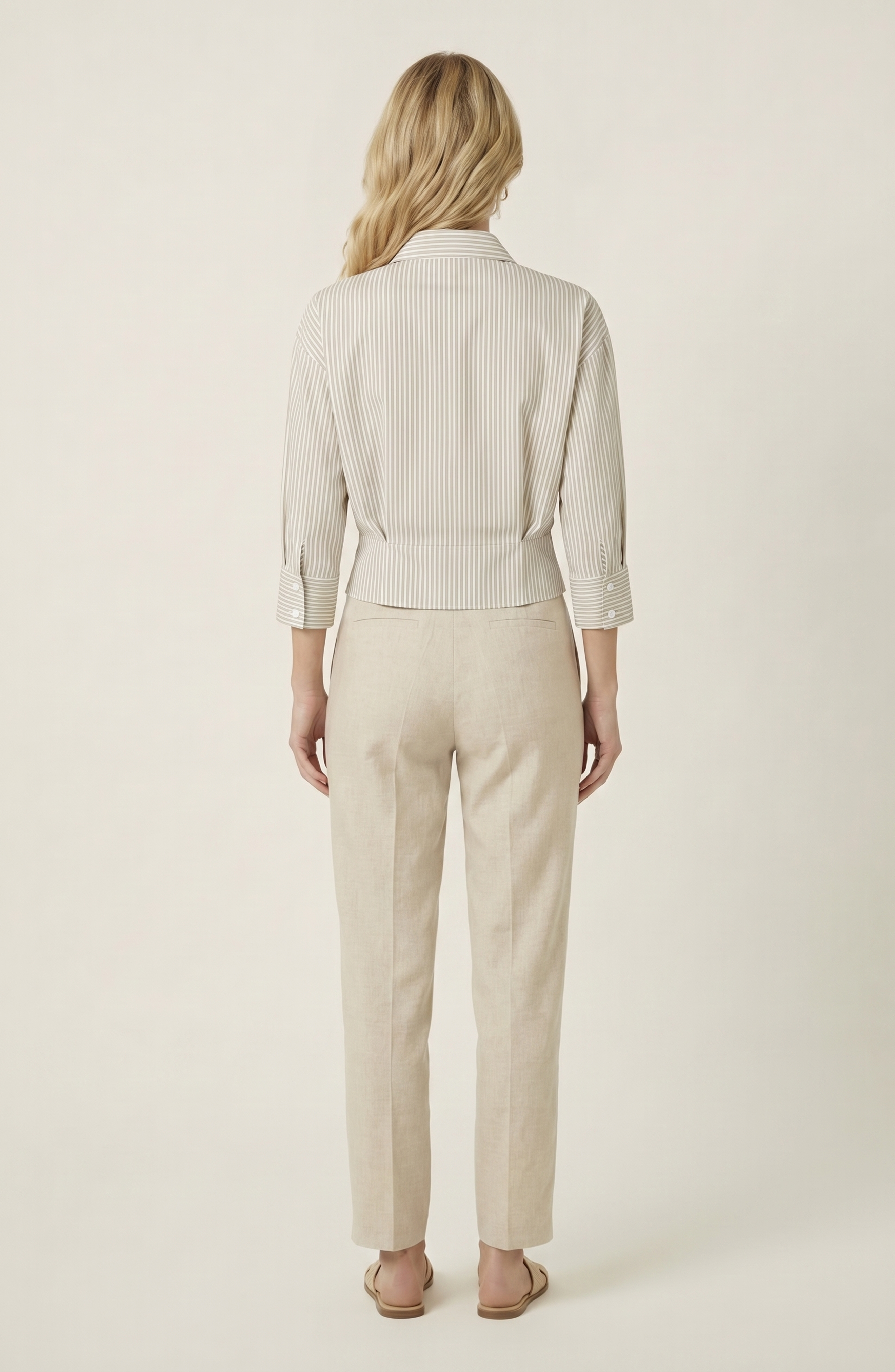 Striped Button Down Tailored Waist Shirt - image 2