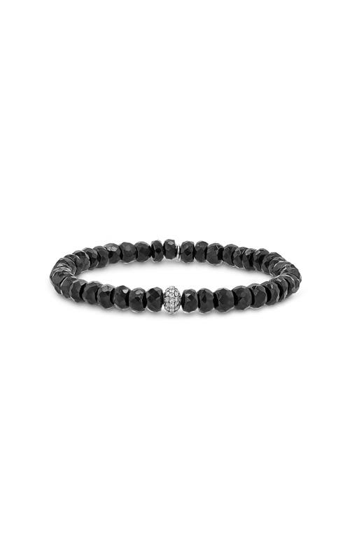 Sheryl Lowe Spinel 5mm Bead Bracelet With Diamond Donut In Silver