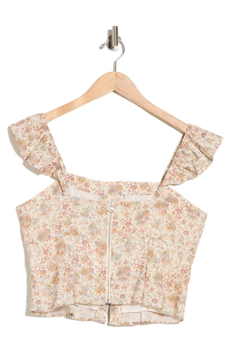 PAIGE Luce Floral Cotton Blend Crop Top, Alternate, color, Cream Multi