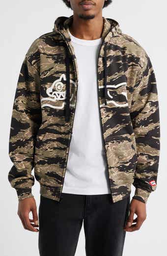 Tiger Zip-Up Cotton Graphic Hoodie