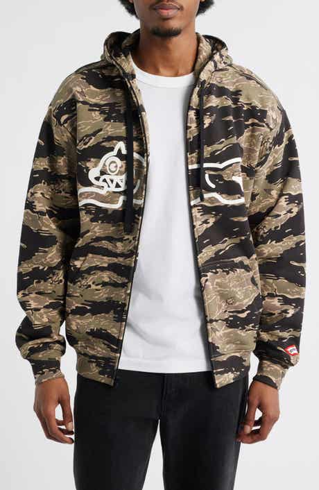Tiger Zip-Up Cotton Graphic Hoodie