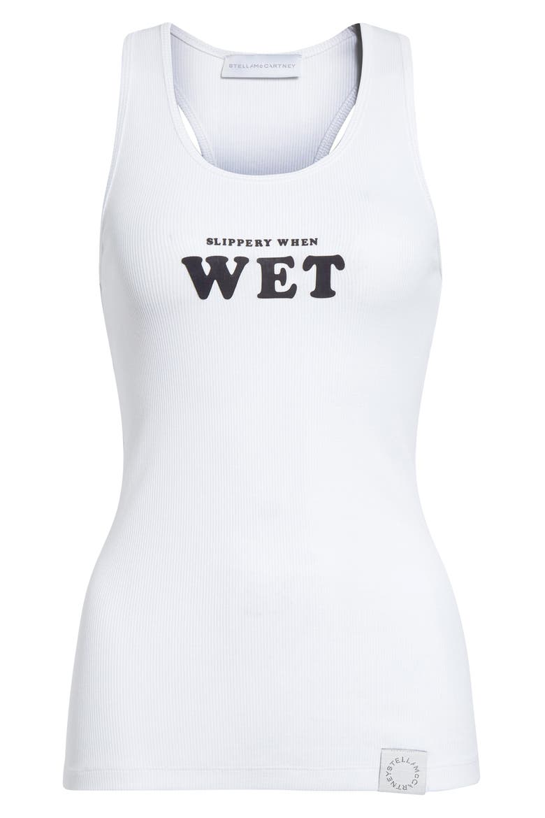 Slippery When Wet Flocked Rib Tank, Alternate, color, PURE WHITE