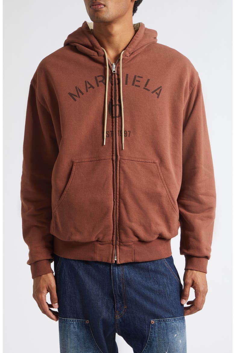 Line 6 Logo Zip Hoodie, Main, color, BEIGE/ LIGHT BROWN