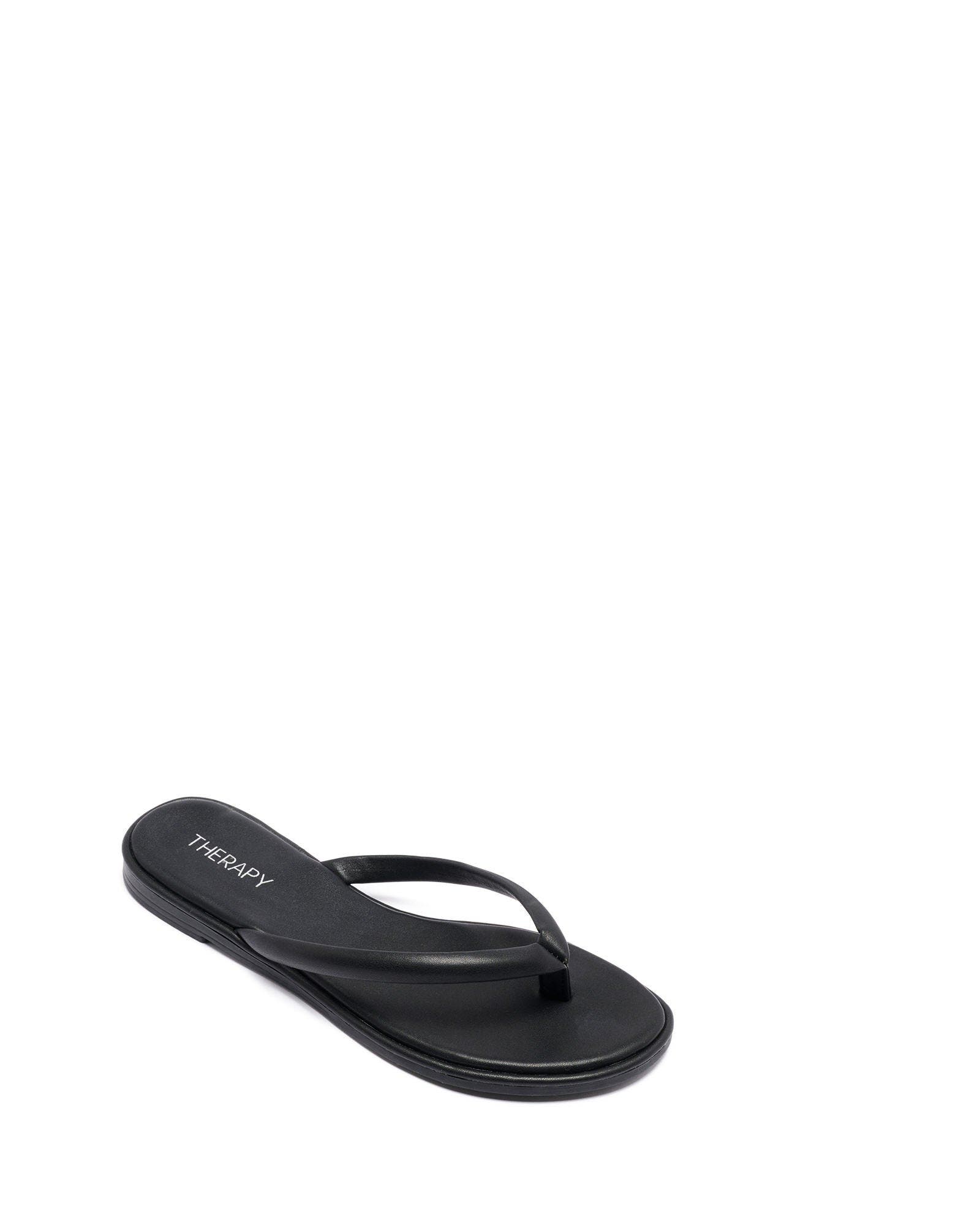 Theory Open Round Toe Sandal, Main, color, Black Smooth Pu