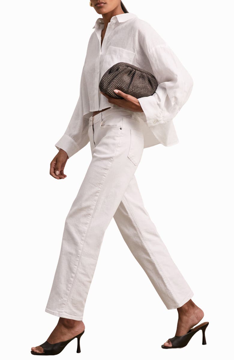 Reiss Solena Crop High-Low Linen Shirt, Alternate, color, White