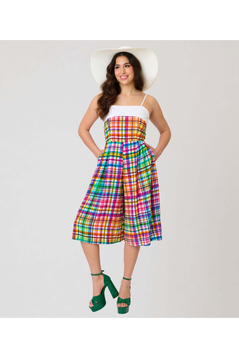 Wide Leg Nancy Romper, Alternate, color, White Plaid