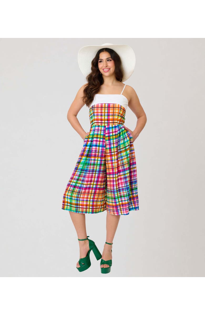 Unique Vintage Wide Leg Nancy Romper, Alternate, color, White Plaid