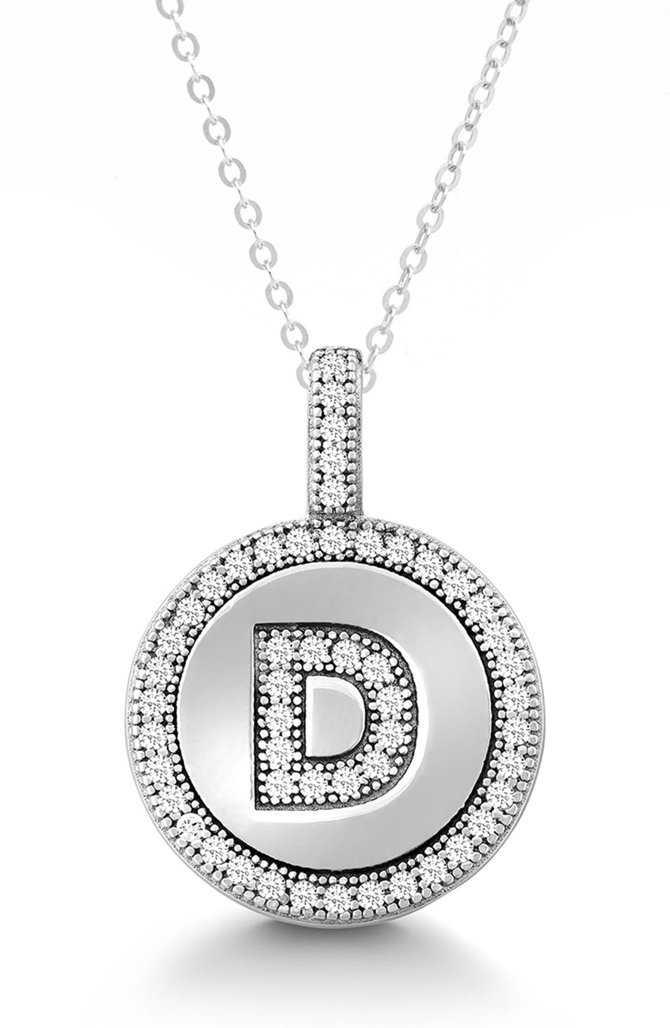 SIMONA Sterling Silver & Cubic Zirconia Micro Pavé Circle Initial Pendant Necklace