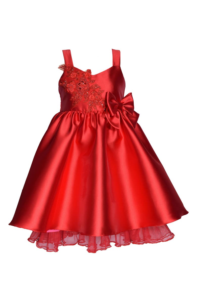 Iris & Ivy Kids' Embroidered Sleeveless Mikado Party Dress, Main, color, Red