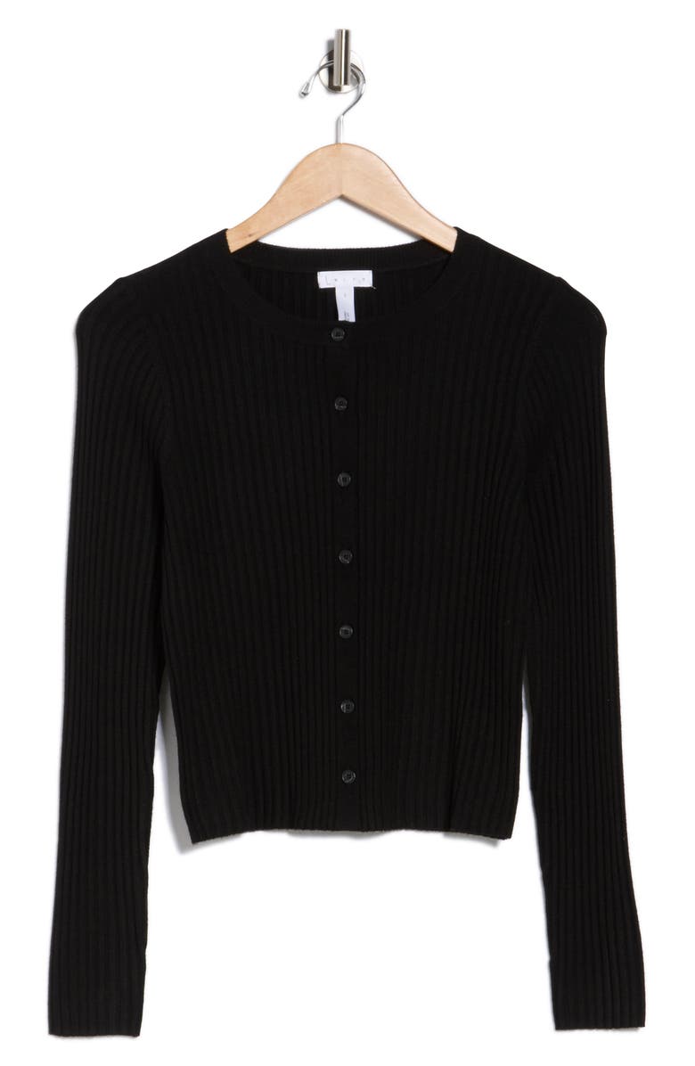 Leith Fitted Button Front Cardigan, Alternate, color, Black