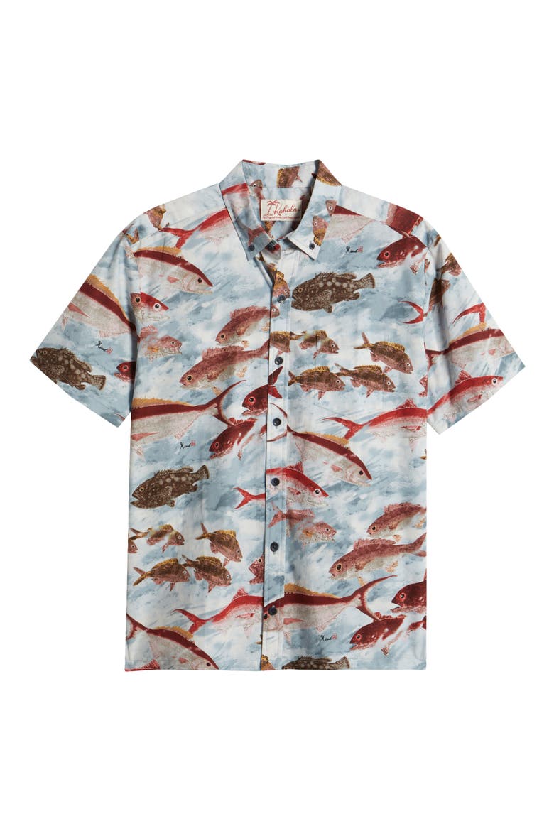 Micah's Catch Short Sleeve Button-Down Shirt, Alternate, color, SILVER BLUE