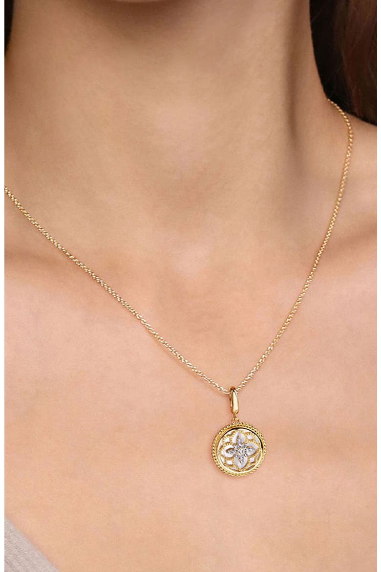 Bujukan Diamond & Mother-of-Pearl Floral Medallion Charm, Alternate, color, GOLD