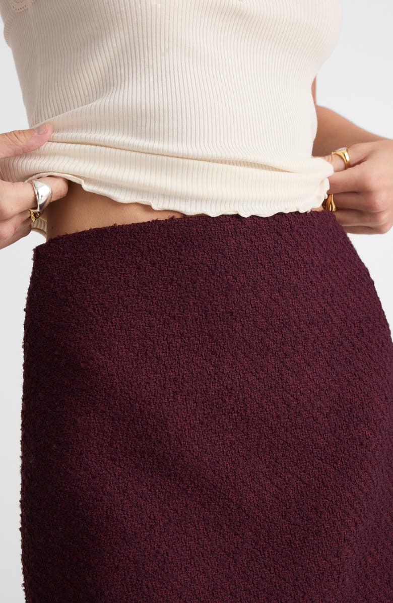 Madewell Tweed Miniskirt, Alternate, color, Dark Pomegranate