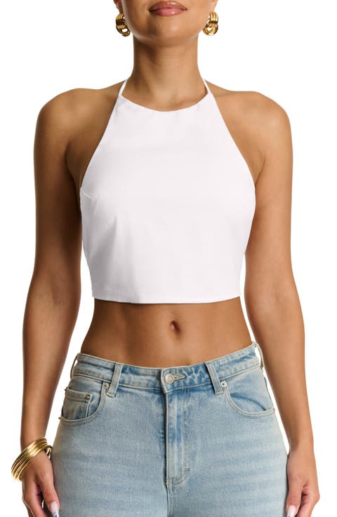 Shirting Halter Crop Top