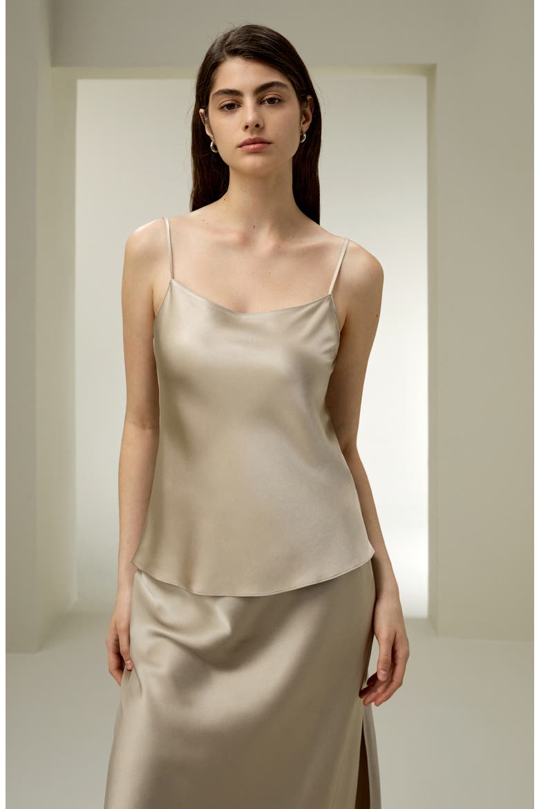 Women's Double-Faced Silk Charmeuse Camisole, Alternate, color, Light Apricot