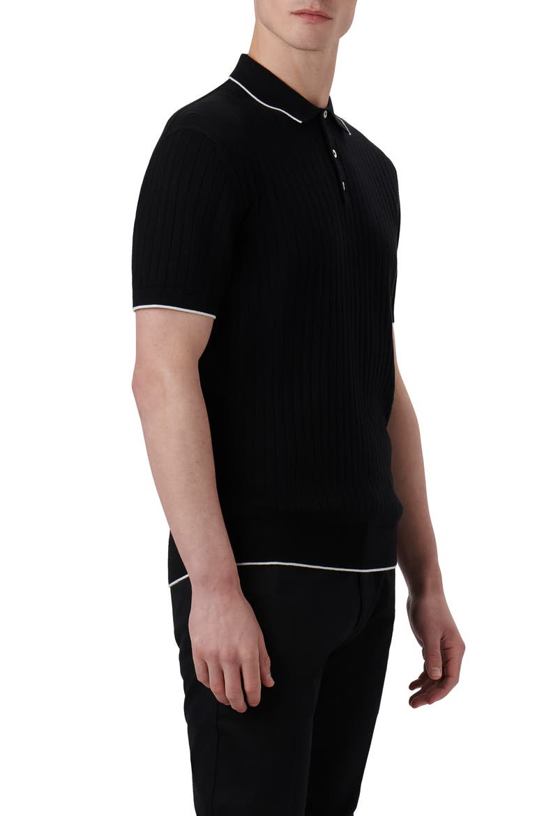 Ribbed Polo Sweater, Alternate, color, CAVIAR