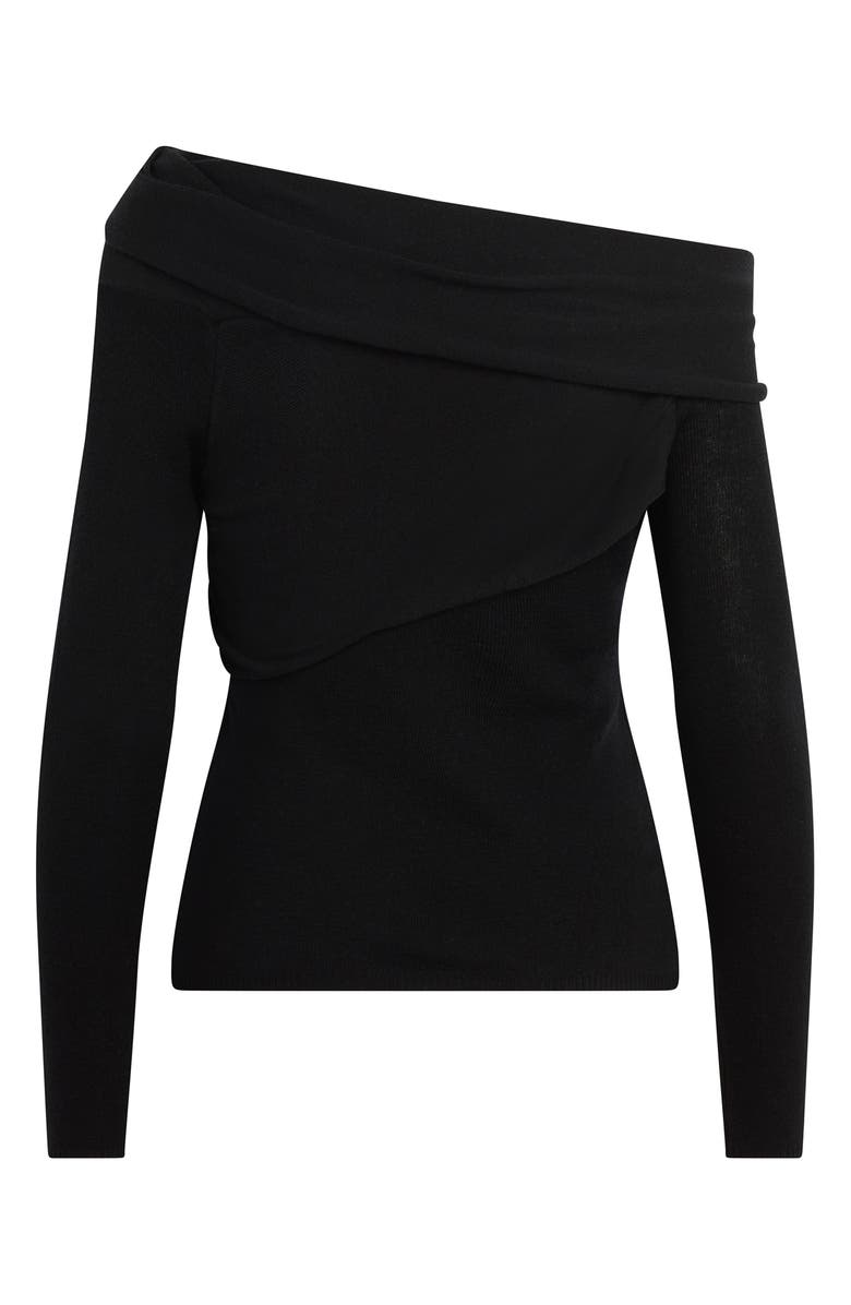 Favorite Daughter Charmed One-Shoulder Merino Wool Top, Alternate, color, Black