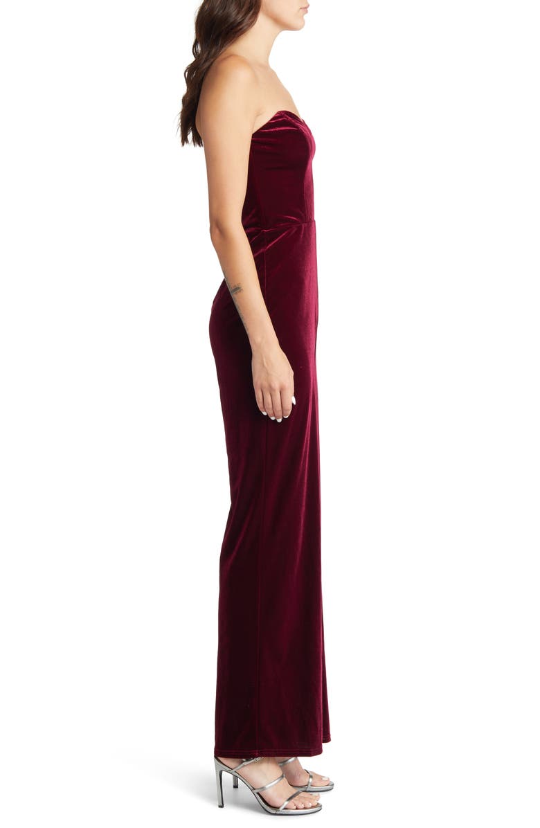 Lulus Fashion Agenda Strapless Velvet Jumpsuit, Alternate, color,