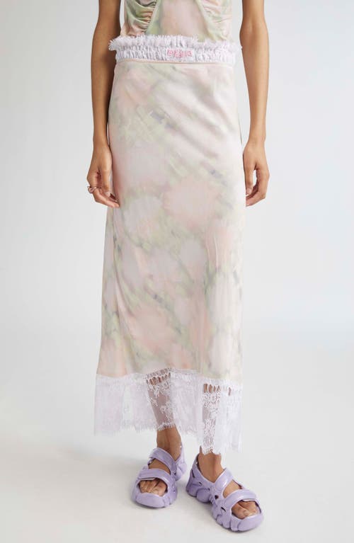 Collina Strada Yod Floral Print Lace Trim Midi Skirt In Yellow