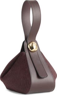 Madewell The Sculpted Metal Genuine Calf Hair Wristlet Bag