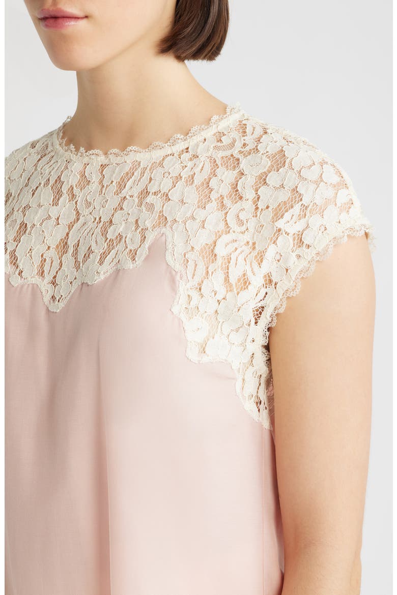 Lace Yoke Satin Top, Alternate, color, ROSE BLOOM/ NATURAL