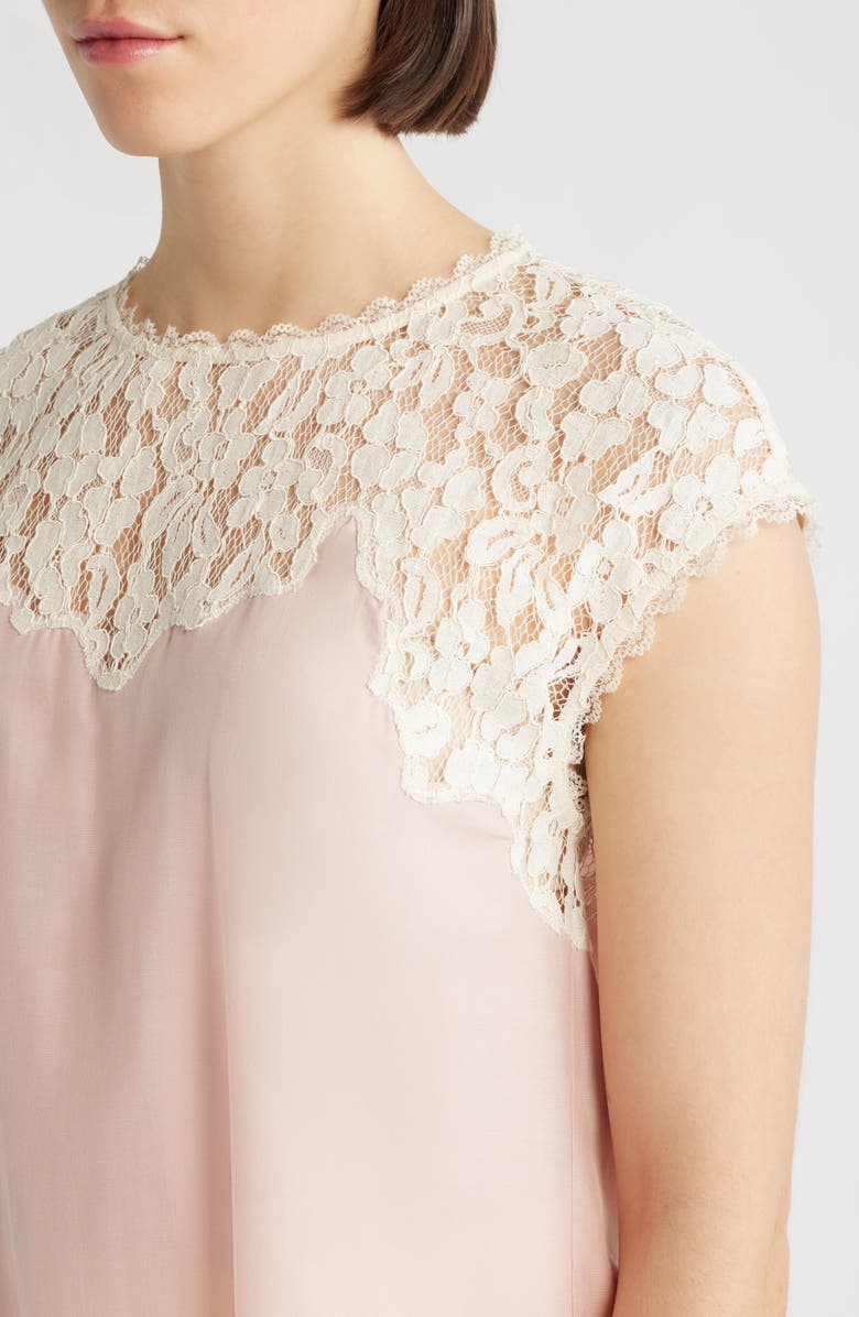 Wit & Wisdom Lace Yoke Satin Top, Alternate, color, Rose Bloom/ Natural