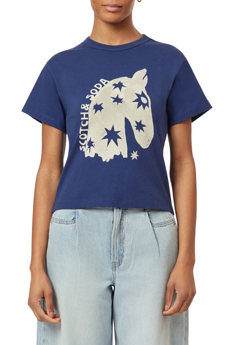 Horse Cotton Graphic T-Shirt, Main, color, OCEANA