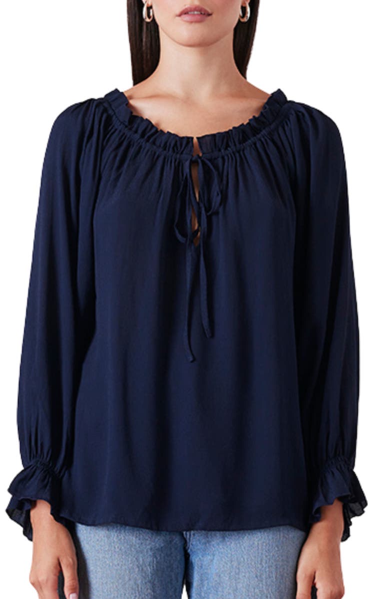 Paneros Clothing Solid Esme Long Sleeve Top, Main, color, Midnight Navy