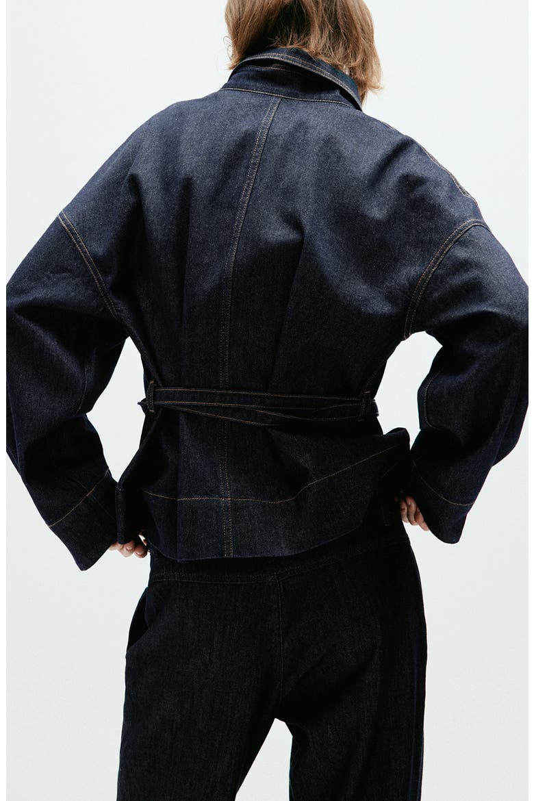 Belted Denim Trench Coat, Alternate, color, OPEN BLUE