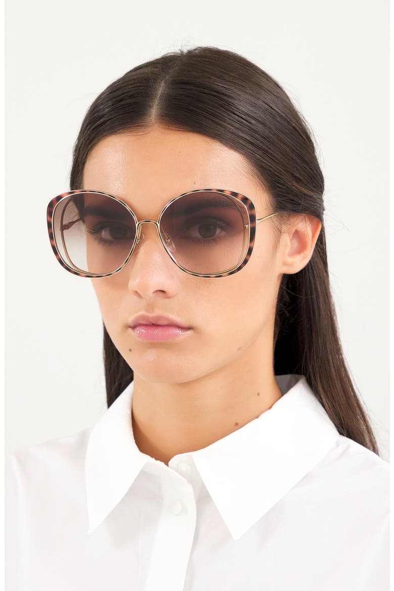 63mm Gradient Oversize Round Sunglasses, Alternate, color, GOLD/ GREY GRADIENT